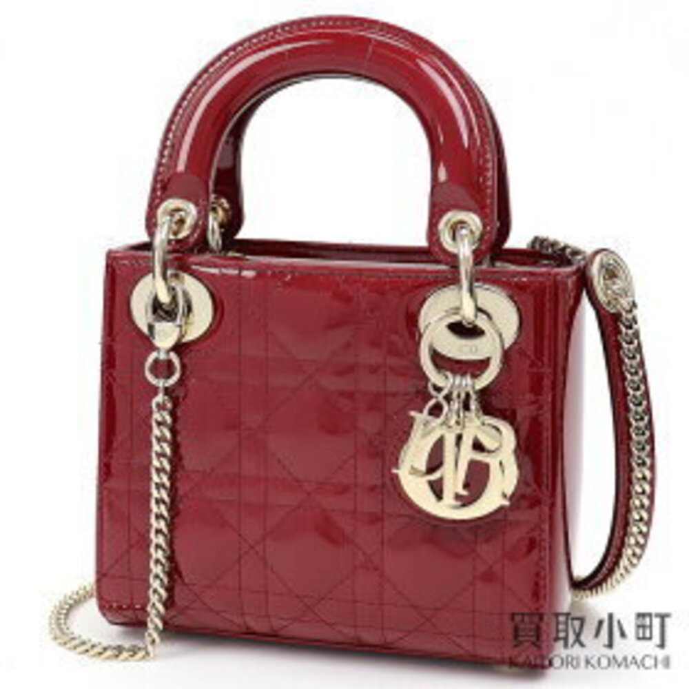 Dior Lady Classic Cannage Chain Shoulder Bag Patent Leather Stitching Crossbody